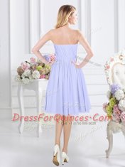 Lavender Quinceanera Court Dresses Prom and Party and Wedding Party and For with Ruching Strapless Sleeveless Side Zipper