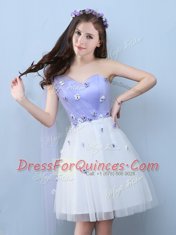 Cheap White V-neck Lace Up Appliques Quinceanera Dama Dress Sleeveless