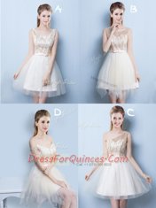 High Class Champagne Court Dresses for Sweet 16 Prom and Party and Wedding Party and For with Sequins and Bowknot One Shoulder Sleeveless Lace Up