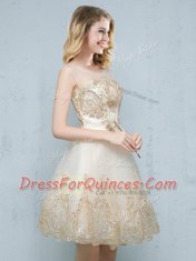 Scoop Sleeveless Tulle Quinceanera Court Dresses Appliques Lace Up