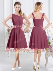 Chic Asymmetric Sleeveless Chiffon Quinceanera Court Dresses Ruching Zipper