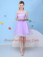 Knee Length A-line Sleeveless Lavender Court Dresses for Sweet 16 Lace Up
