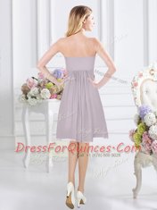 Sleeveless Knee Length Ruching Side Zipper Damas Dress with Grey