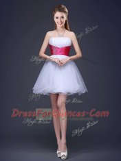White Sleeveless Organza Lace Up Dama Dress for Quinceanera for Prom and Party