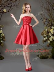 Traditional Sleeveless Appliques and Bowknot Lace Up Quinceanera Court of Honor Dress