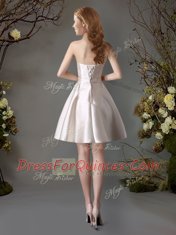 Extravagant Champagne Lace Up Quinceanera Court Dresses Appliques and Bowknot Sleeveless Mini Length