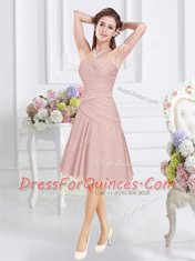 Eye-catching Pink Sweetheart Zipper Ruching Vestidos de Damas Sleeveless