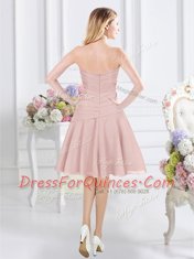 Eye-catching Pink Sweetheart Zipper Ruching Vestidos de Damas Sleeveless