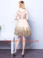Scoop Beading Quinceanera Court Dresses Champagne Zipper Sleeveless Mini Length