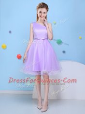 Graceful One Shoulder Sleeveless Tulle Quinceanera Court Dresses Bowknot Lace Up