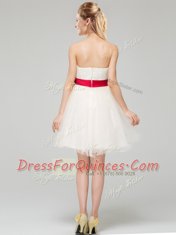 Best Selling Tulle Sweetheart Sleeveless Zipper Sashes ribbons and Hand Made Flower Dama Dress in White