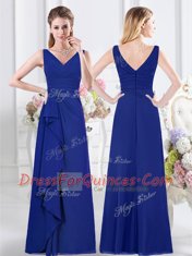 Beauteous Royal Blue Sleeveless Chiffon Zipper Dama Dress for Quinceanera for Prom and Party and Wedding Party