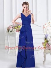 Beauteous Royal Blue Sleeveless Chiffon Zipper Dama Dress for Quinceanera for Prom and Party and Wedding Party