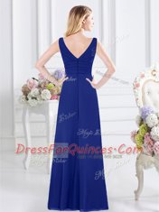 Beauteous Royal Blue Sleeveless Chiffon Zipper Dama Dress for Quinceanera for Prom and Party and Wedding Party