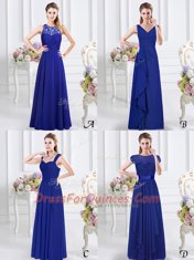 Beauteous Royal Blue Sleeveless Chiffon Zipper Dama Dress for Quinceanera for Prom and Party and Wedding Party