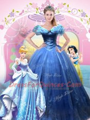 Comfortable Cinderella Navy Blue Ball Gown Prom Dress Sweet 16 and Quinceanera and For with Beading and Bowknot Off The Shoulder Sleeveless Lace Up