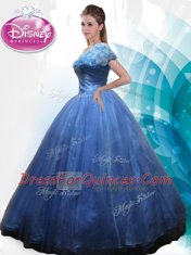 Comfortable Cinderella Navy Blue Ball Gown Prom Dress Sweet 16 and Quinceanera and For with Beading and Bowknot Off The Shoulder Sleeveless Lace Up