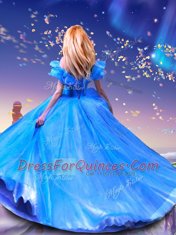 Custom Designed Cinderella Off the Shoulder Sleeveless Floor Length Beading and Bowknot Lace Up Sweet 16 Dresses with Royal Blue