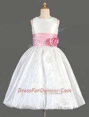 Scoop Floor Length A-line Sleeveless White Flower Girl Dresses for Less Zipper
