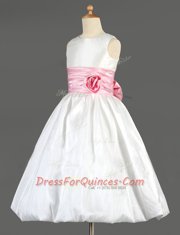 Scoop Floor Length A-line Sleeveless White Flower Girl Dresses for Less Zipper