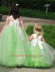 Charming Floor Length Flower Girl Dresses Square Sleeveless Lace Up