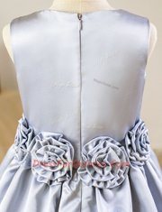 Enchanting Silver Sleeveless Satin Zipper Flower Girl Dresses for Party and Wedding Party