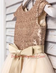 Best Selling Scoop Sleeveless Tulle Flower Girl Dresses Sashes ribbons and Sequins Zipper