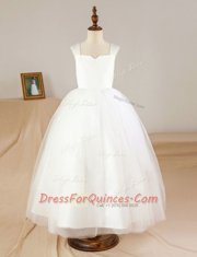 Straps Sleeveless Tulle Flower Girl Dresses Ruching Zipper