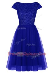 Modern Cap Sleeves Beading Zipper