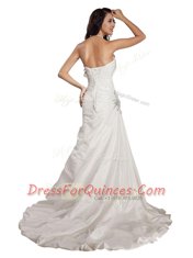 Sleeveless Sweep Train Lace Up With Train Beading Prom Dress