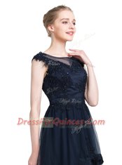 Floor Length Zipper Prom Gown Black for Prom and Party with Beading