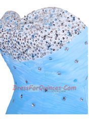 Blue Sweetheart Lace Up Beading Evening Dress Sleeveless