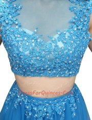 Dazzling Tulle Sleeveless Mini Length Prom Dresses and Beading and Appliques