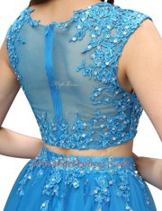 Dazzling Tulle Sleeveless Mini Length Prom Dresses and Beading and Appliques