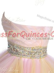 Tulle Sweetheart Sleeveless Zipper Beading and Ruffled Layers Prom Gown in Multi-color