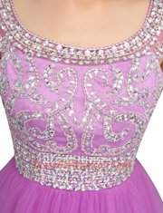 Lilac Cap Sleeves Organza Zipper Homecoming Dress for Prom and Party