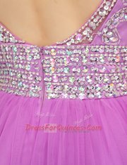 Lilac Cap Sleeves Organza Zipper Homecoming Dress for Prom and Party