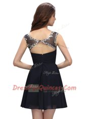 Custom Designed Knee Length Empire Sleeveless Black Dress for Prom Zipper