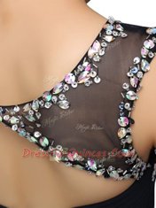 Custom Designed Knee Length Empire Sleeveless Black Dress for Prom Zipper