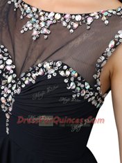 Custom Designed Knee Length Empire Sleeveless Black Dress for Prom Zipper