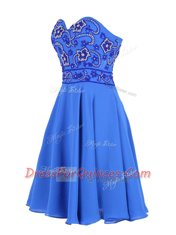 Perfect Blue Zipper Beading Chiffon Sleeveless