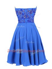 Perfect Blue Zipper Beading Chiffon Sleeveless