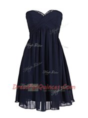 Navy Blue Sweetheart Zipper Beading Prom Dresses Sleeveless