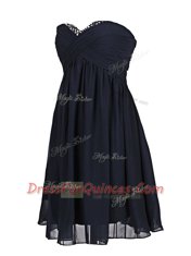 Navy Blue Sweetheart Zipper Beading Prom Dresses Sleeveless