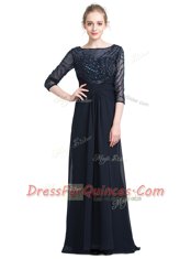 Most Popular Chiffon 3 4 Length Sleeve Floor Length Prom Dress and Beading