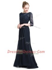 Most Popular Chiffon 3 4 Length Sleeve Floor Length Prom Dress and Beading