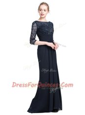 Most Popular Chiffon 3 4 Length Sleeve Floor Length Prom Dress and Beading