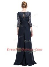 Most Popular Chiffon 3 4 Length Sleeve Floor Length Prom Dress and Beading