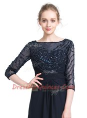Most Popular Chiffon 3 4 Length Sleeve Floor Length Prom Dress and Beading