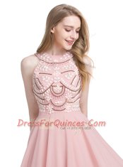 Scoop Chiffon Sleeveless Knee Length and Beading